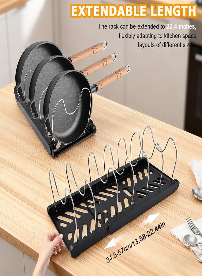 WeiLingBo Pots and Pans Organizer for under Cabinet, Expandable Pot Lid Holder with 10 Adjustable Compartment, Pan Organizers inside Cabinet for Lids, Bakeware, Cutting Boards(COLOR:Black) - Image 4